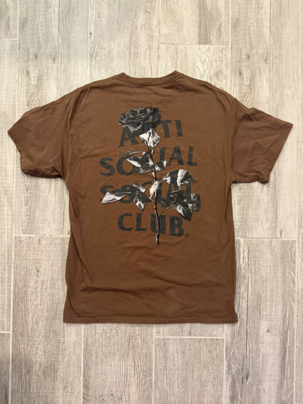 Anti Social Social Club Hell O Rose Tee Brown Black Graphic T-Shirt Men's Size L